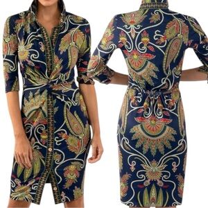 Gretchen Scott Twist and Shout Dress Plume Paisley Pattern Size Large